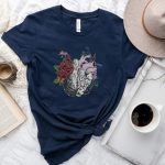 Floral Brain Heart Anatomy T-Shirt - Image 7