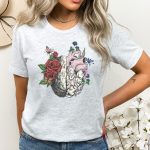 Floral Brain Heart Anatomy T-Shirt - Image 5