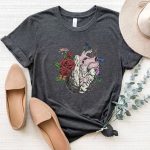 Floral Brain Heart Anatomy T-Shirt - Image 3