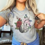 Floral Brain Heart Anatomy T-Shirt - Image 4
