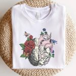 Floral Brain Heart Anatomy T-Shirt - Image 2