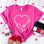 Floral Heart Stethoscope T-Shirt - Image 5