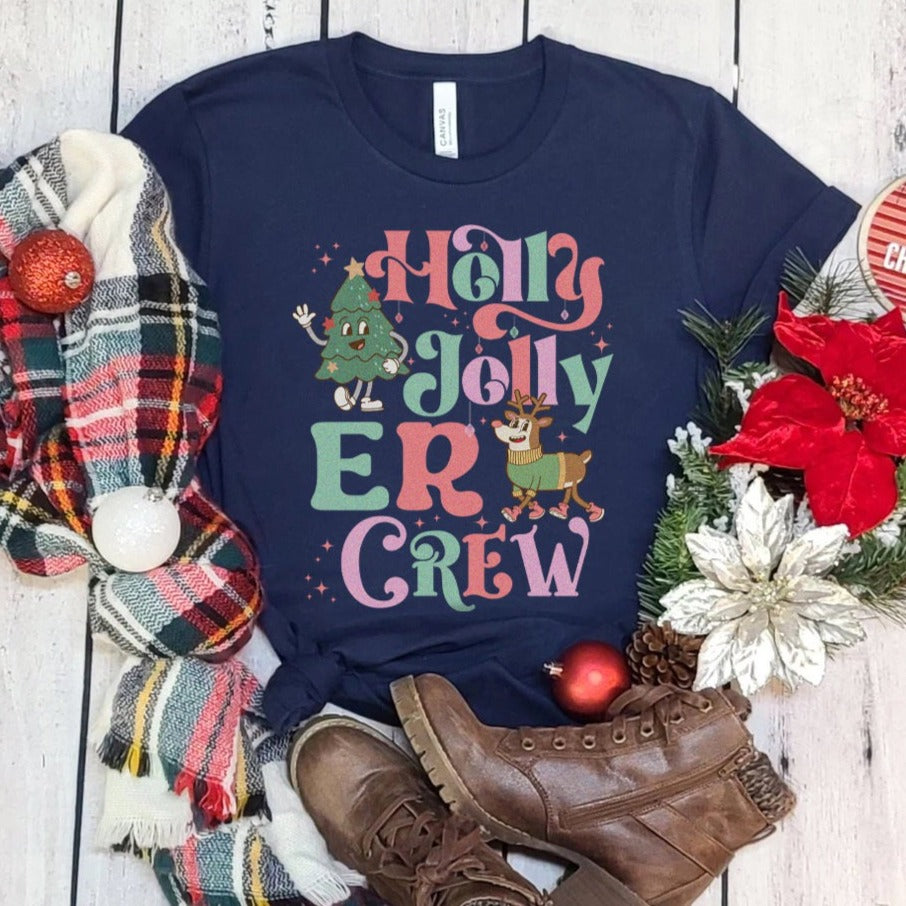 hollyjollyercrewnavy Holly Jolly ER Crew T-Shirt - Image 4
