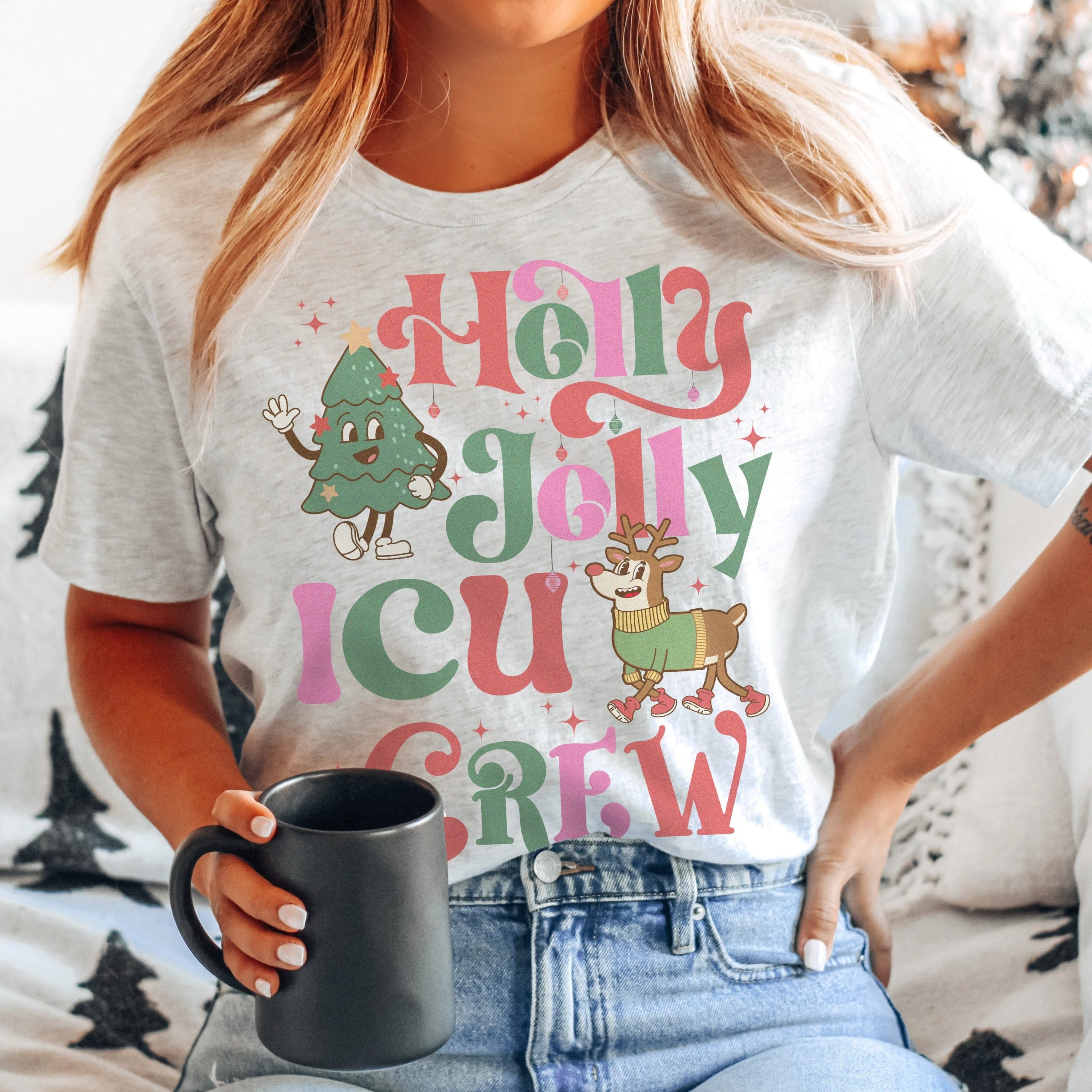 hollyjollyicucrewash Holly Jolly ICU Crew T-Shirt - Image 3