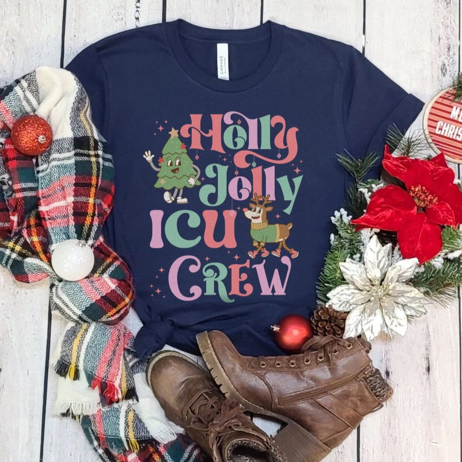 hollyjollyicucrewnavy Holly Jolly ICU Crew T-Shirt - Image 5