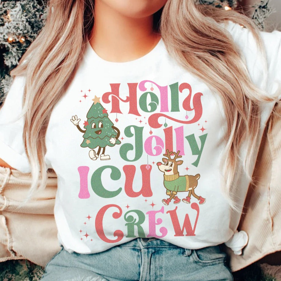 hollyjollyicucrewwhite Holly Jolly ICU Crew T-Shirt - Image 6