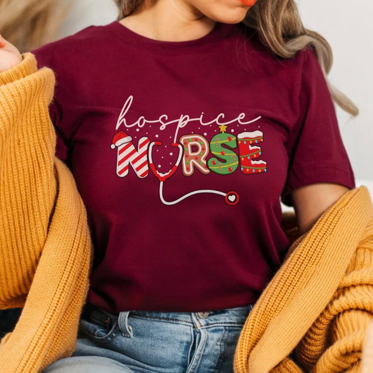Hospice Nurse Christmas T-Shirt - Image 1