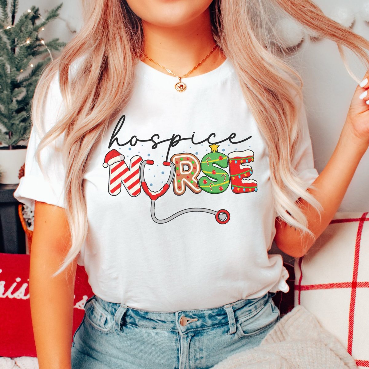 Hospice Nurse Christmas T-Shirt - Image 3