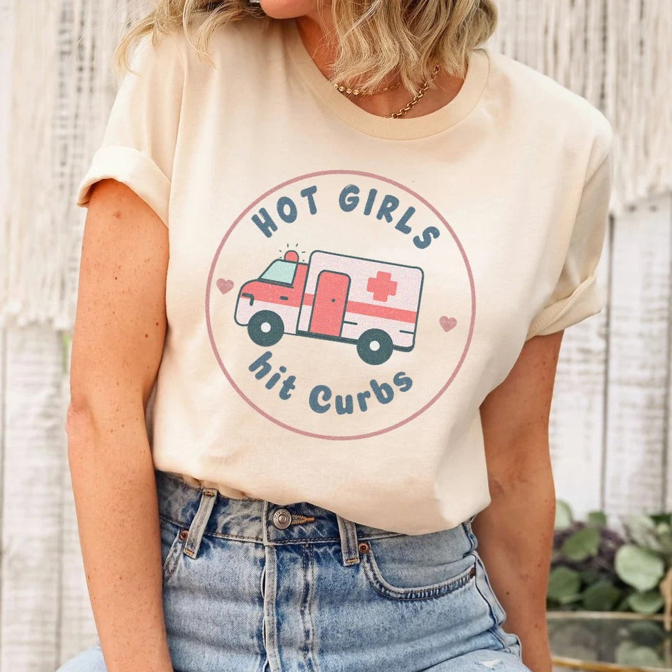 hotgirlshitcurbsemsnatural Hot Girls Hit Curbs EMS T-Shirt - Image 2