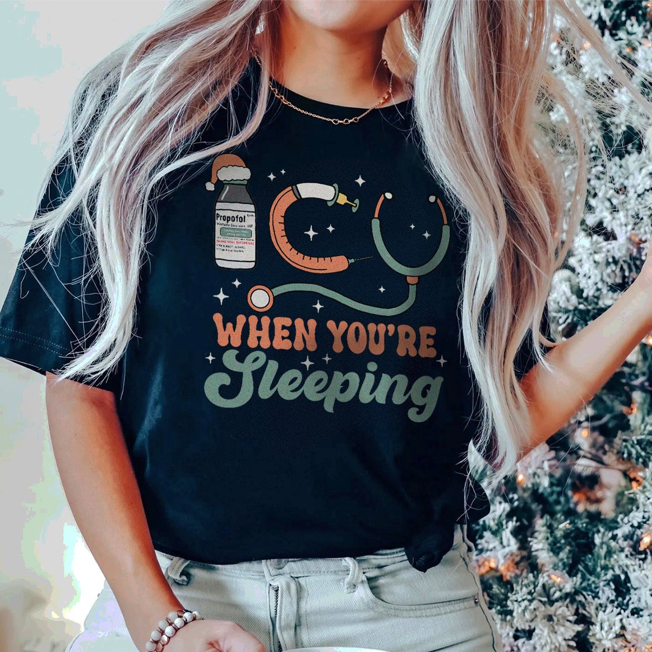 icusleepingcolors ICU When You're Sleeping Nurse T-Shirt - Image 3