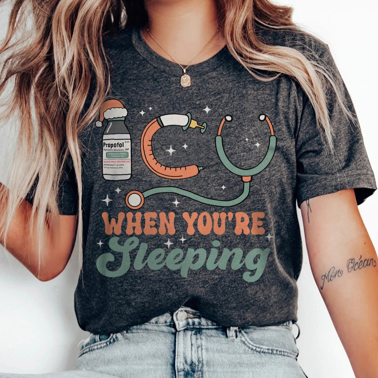 icusleepingcolors_2bfaef79-8d3a-4acd-a8db-20ea41210f2a ICU When You're Sleeping Nurse T-Shirt - Image 8