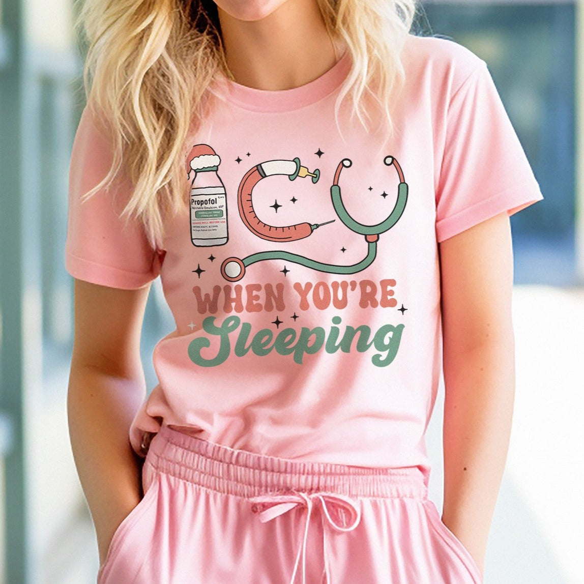 icusleepingpink ICU When You're Sleeping Nurse T-Shirt - Image 11