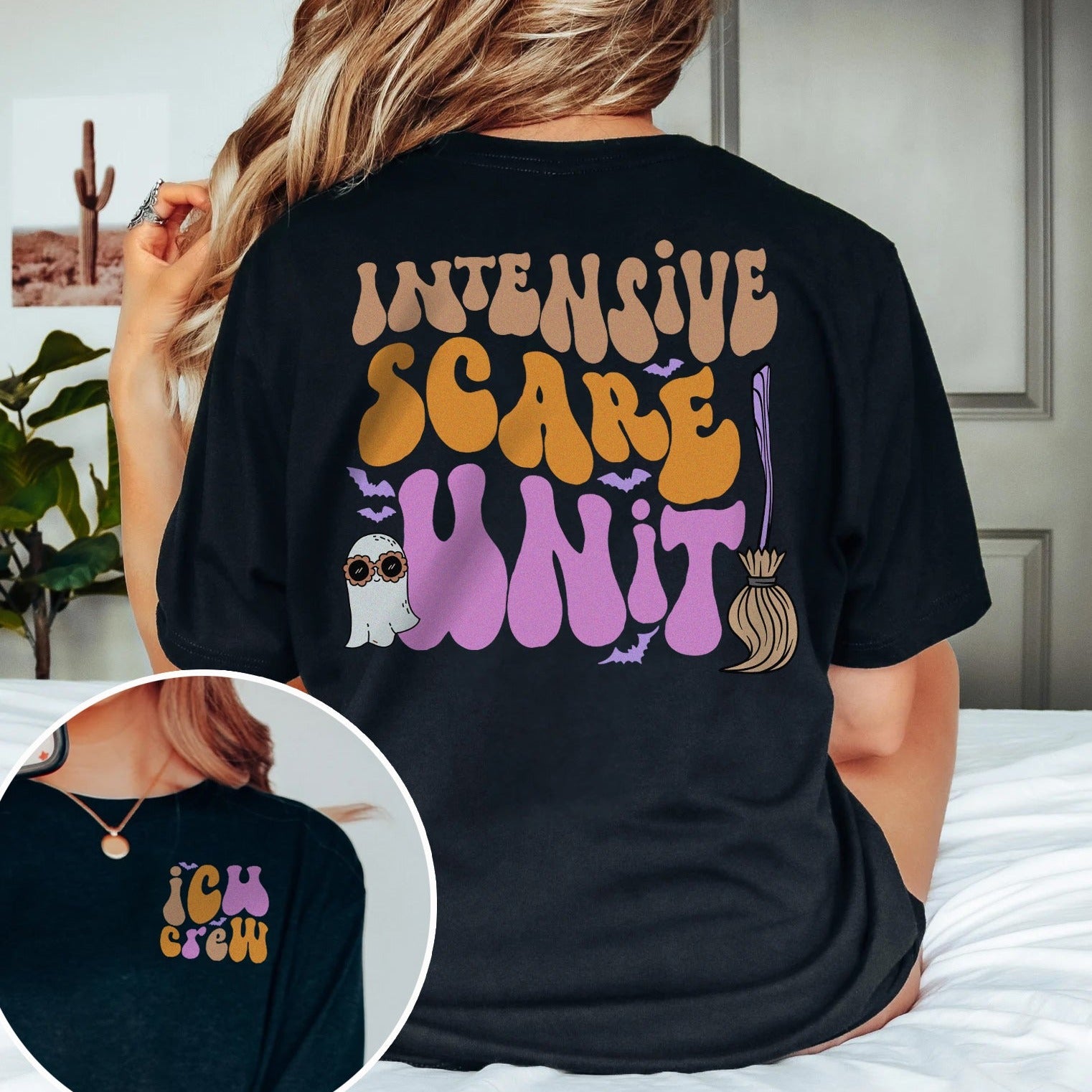 intensivescareunitblackfrontandback Intensive Scare Unit (Back Design) T-Shirt - Image 3
