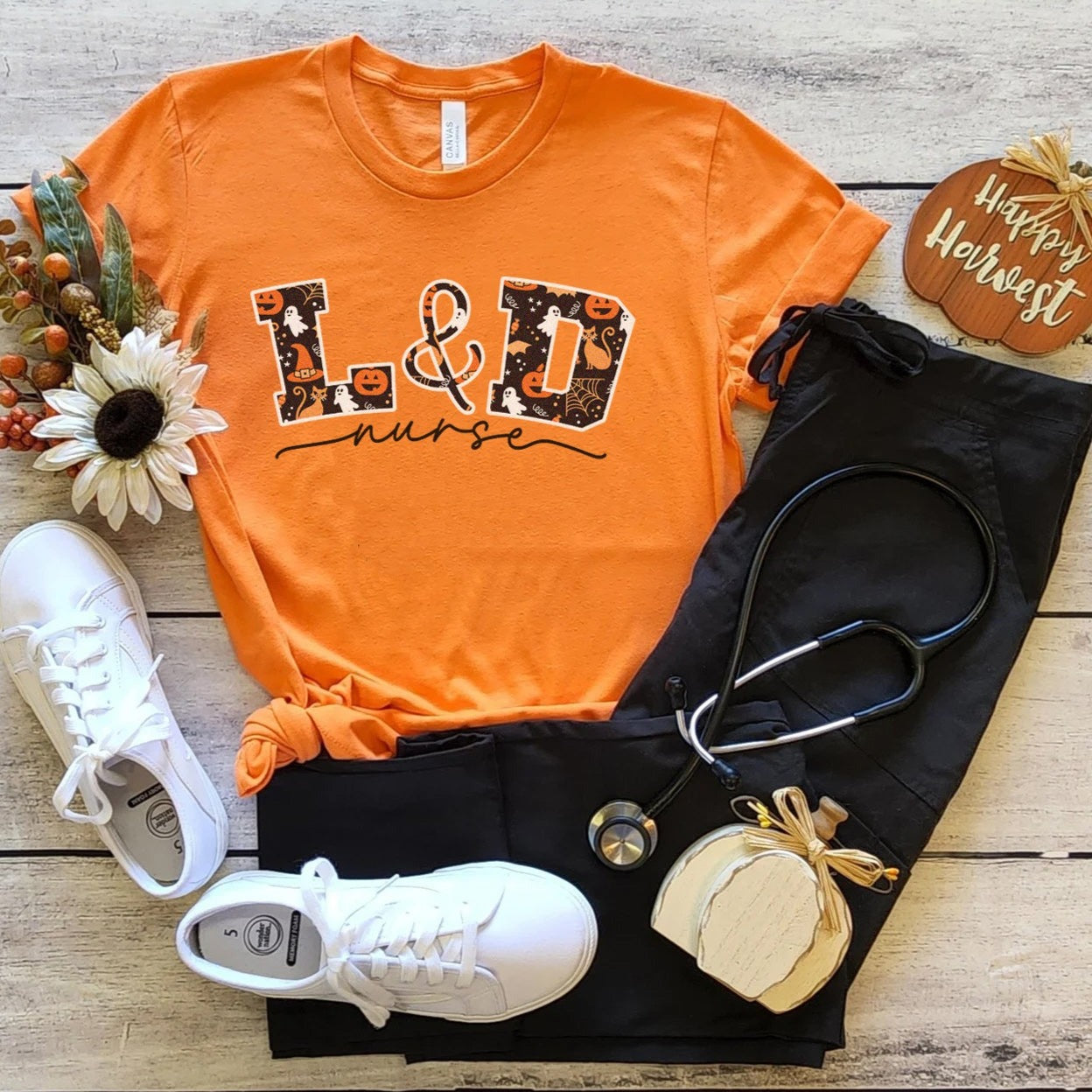 l_dhalloweenfilledorange L&D Nurse Halloween T-Shirt - Image 8