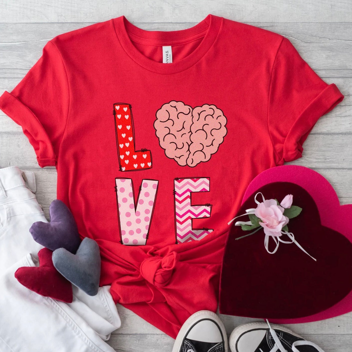 lovebrainred Love with Brain T-shirt - Image 3