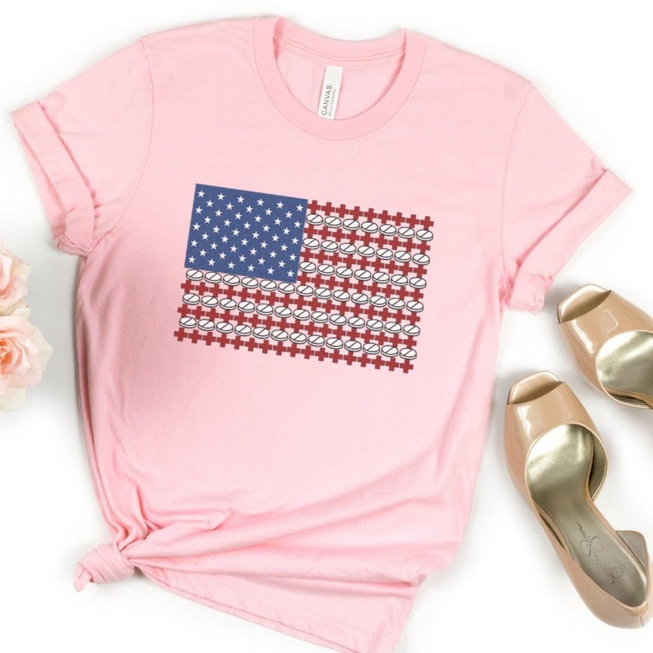 medicalflagpink Medical USA Flag T-Shirt - Image 8