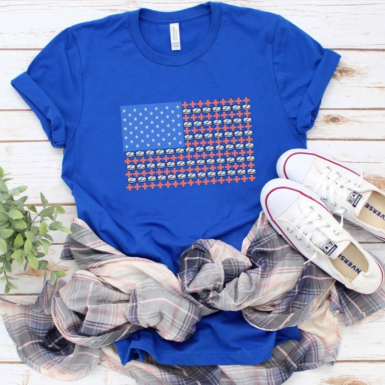 medicalusaflagroyal Medical USA Flag T-Shirt - Image 7