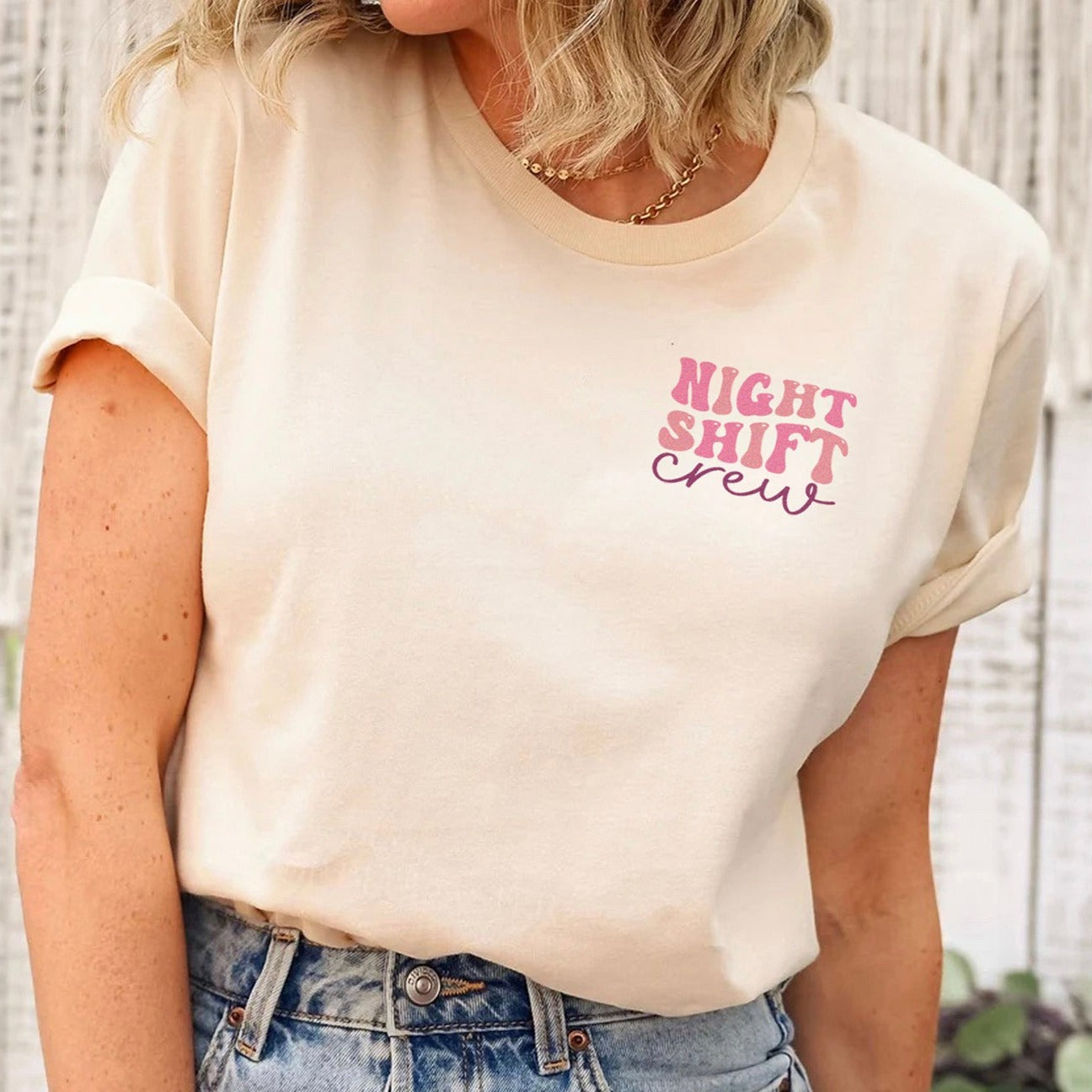 nightshiftcrewcolorsshopify_f60467f7-dab1-4778-8587-de47d821f974 In My Night Shift Era (Design on Back) T-Shirt - Image 5