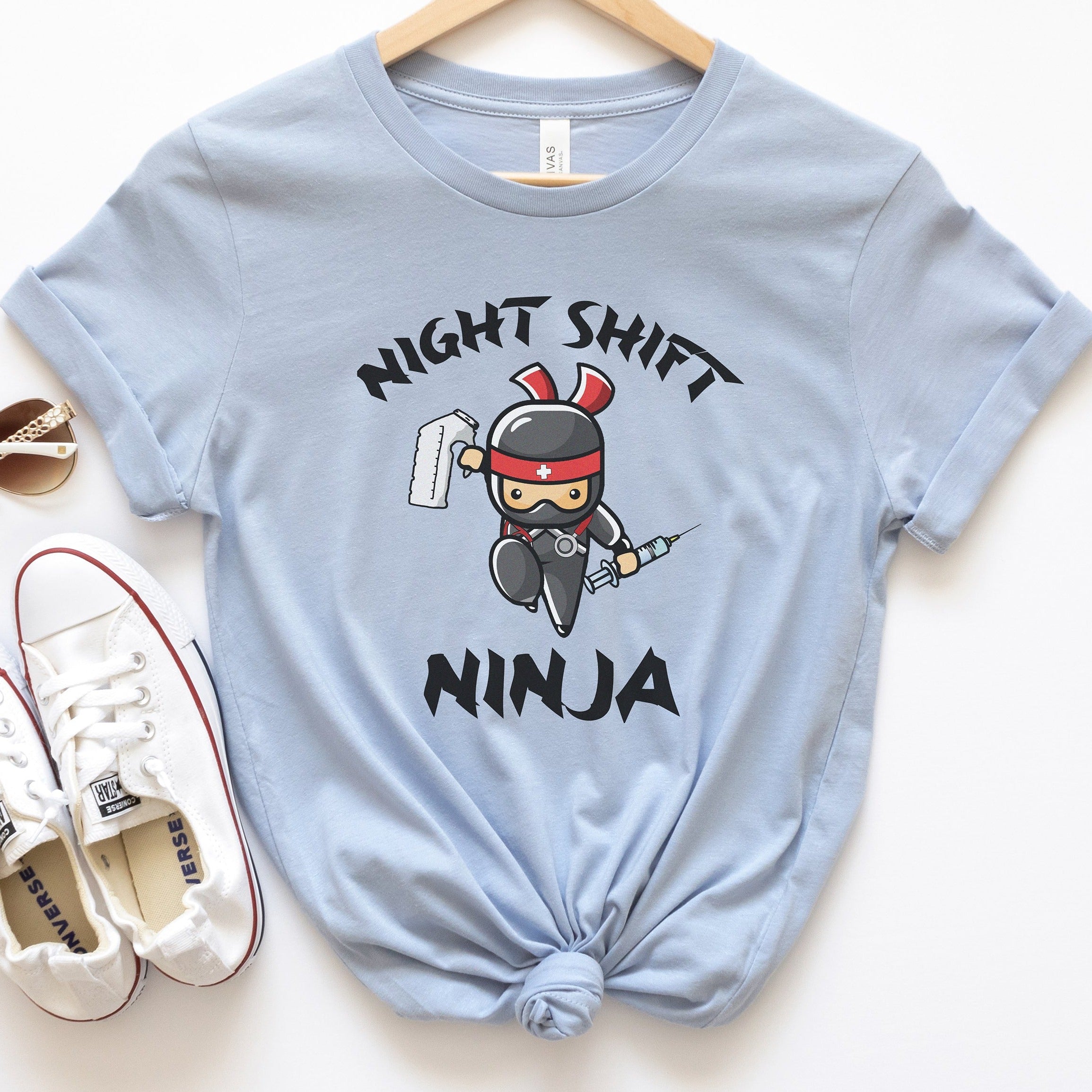 nightshiftninjalightblue Night Shift Ninja T-Shirt - Image 4