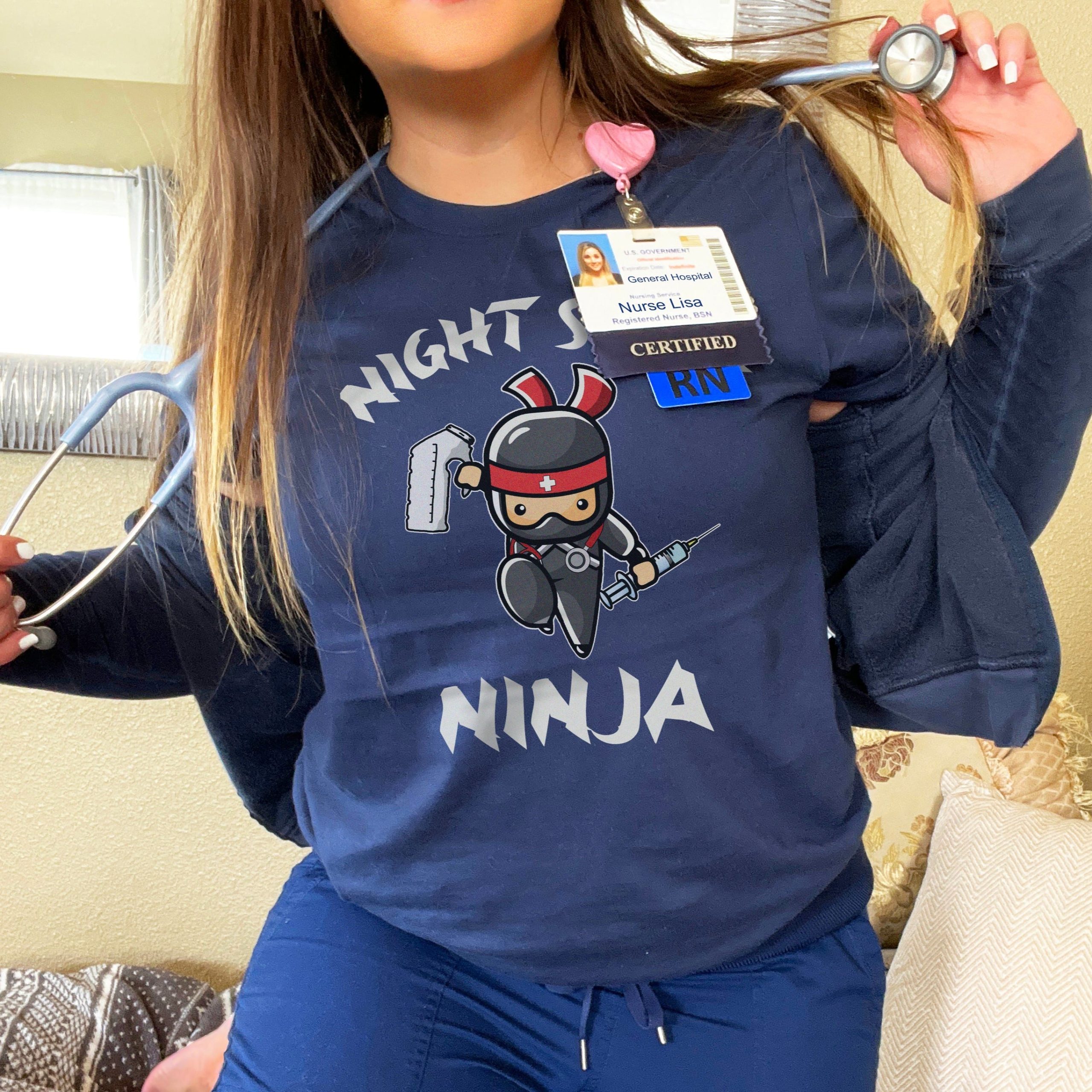 nightshiftninjanavy Night Shift Ninja T-Shirt - Image 3