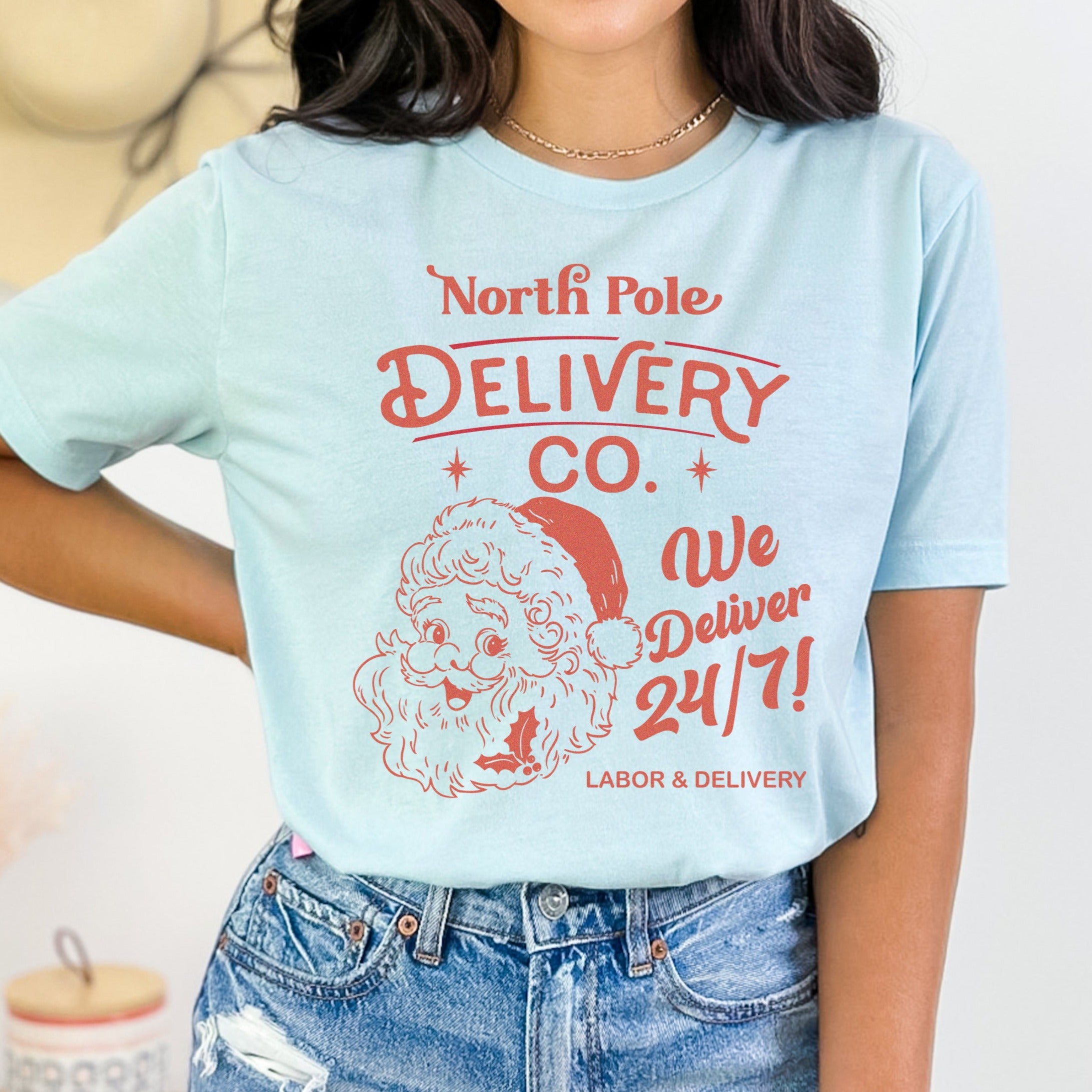 northpoledeliveryl_dblue North Pole Delivery Co. Labor & Delivery T-Shirt - Image 4