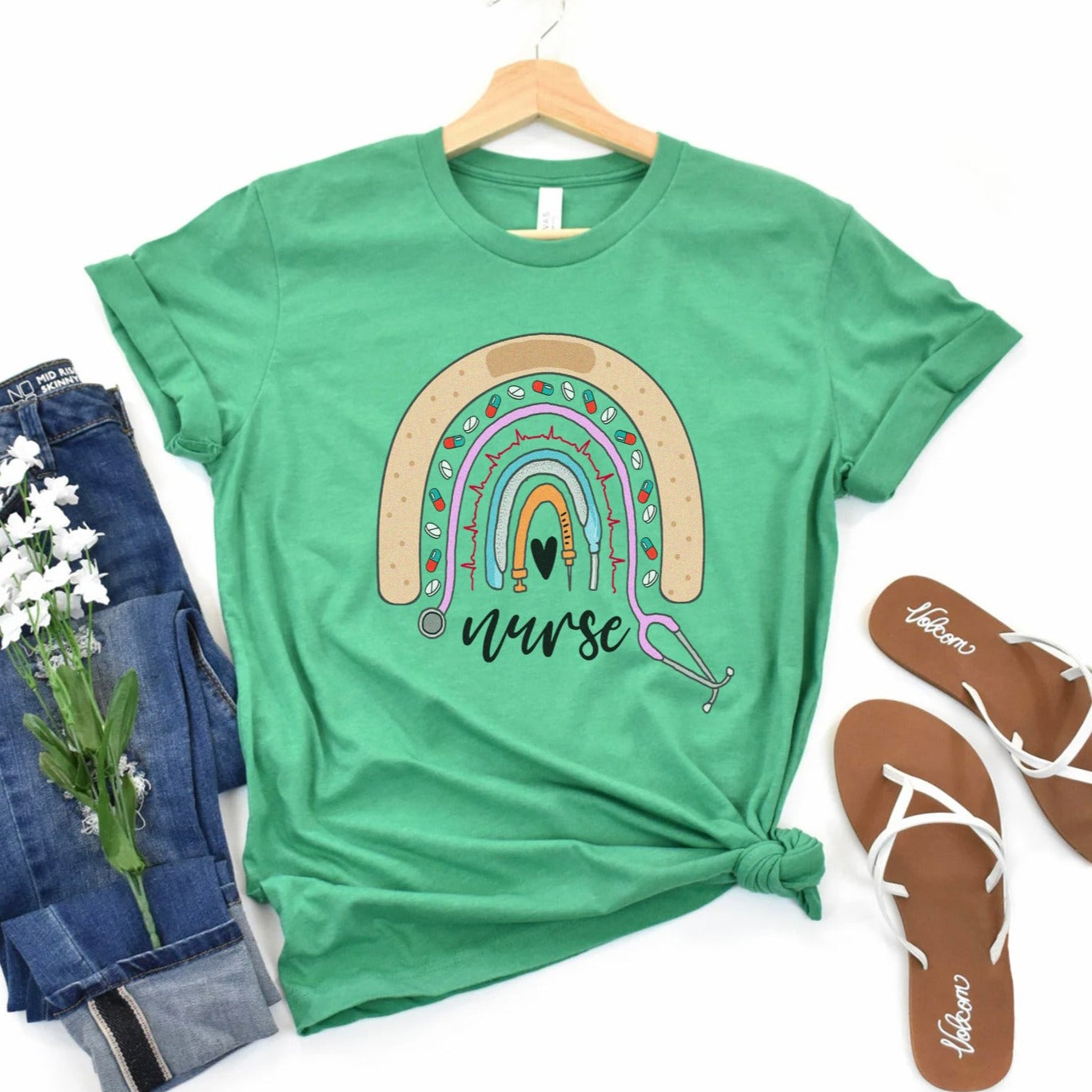 nurserainbowgreen Nurse Rainbow T-Shirt - Image 6