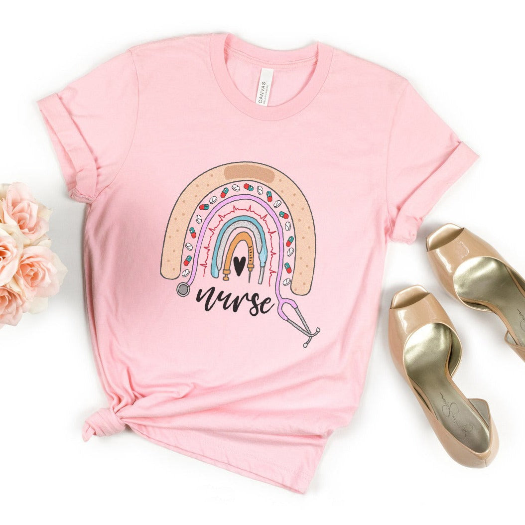 nurserainbowpink Nurse Rainbow T-Shirt - Image 5