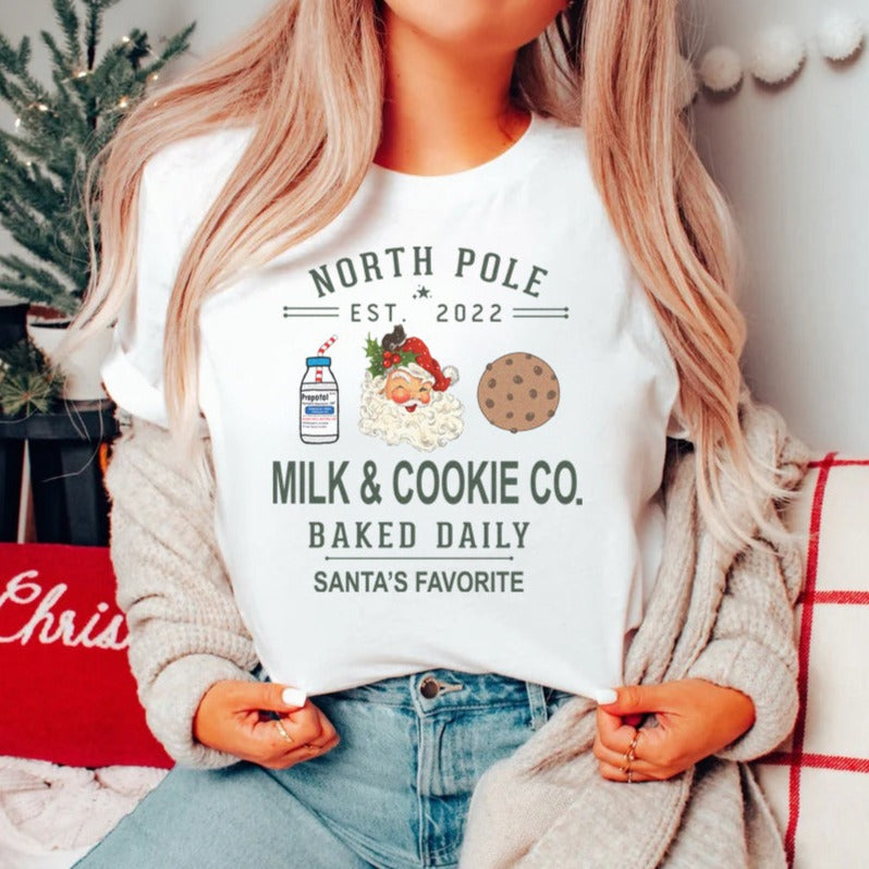 propofolmilkcookiexmaswhite North Pole Milk & Cookie Co. T-Shirt - Image 3