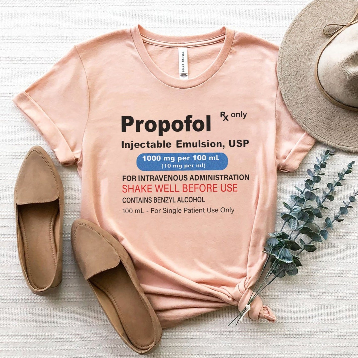 propofolpeach2 Propofol Label T-Shirt - Image 4