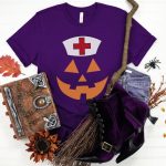 Jack-o-lantern Nurse T-Shirt - Image 5