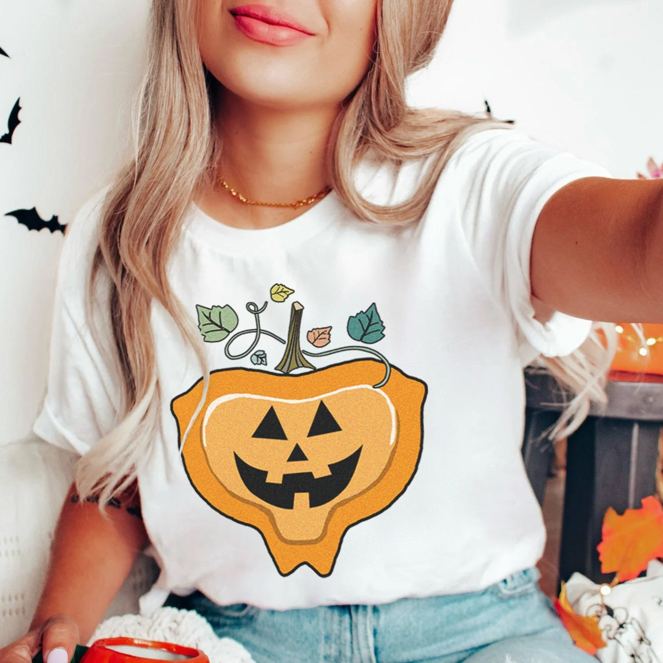 pumpkinmepilexwhite Mepilex-O-Lantern T-Shirt - Image 1