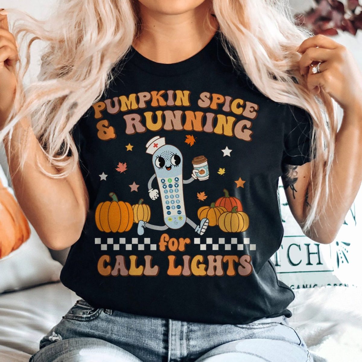 Pumpkin Spice & Running for Call Lights T-Shirt - Image 5