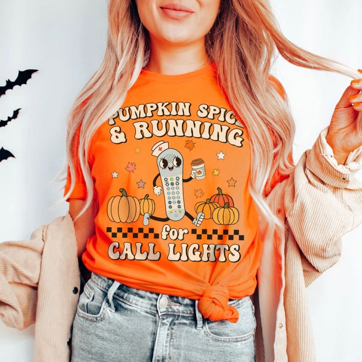 Pumpkin Spice & Running for Call Lights T-Shirt - Image 4