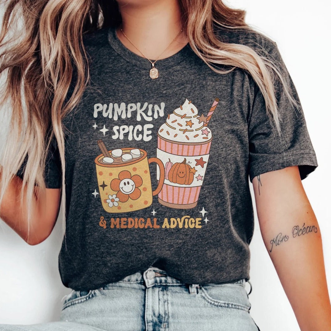 pumpkinspicemedicaladvicedarkgray Pumpkin Spice & Medical Advice T-Shirt - Image 5