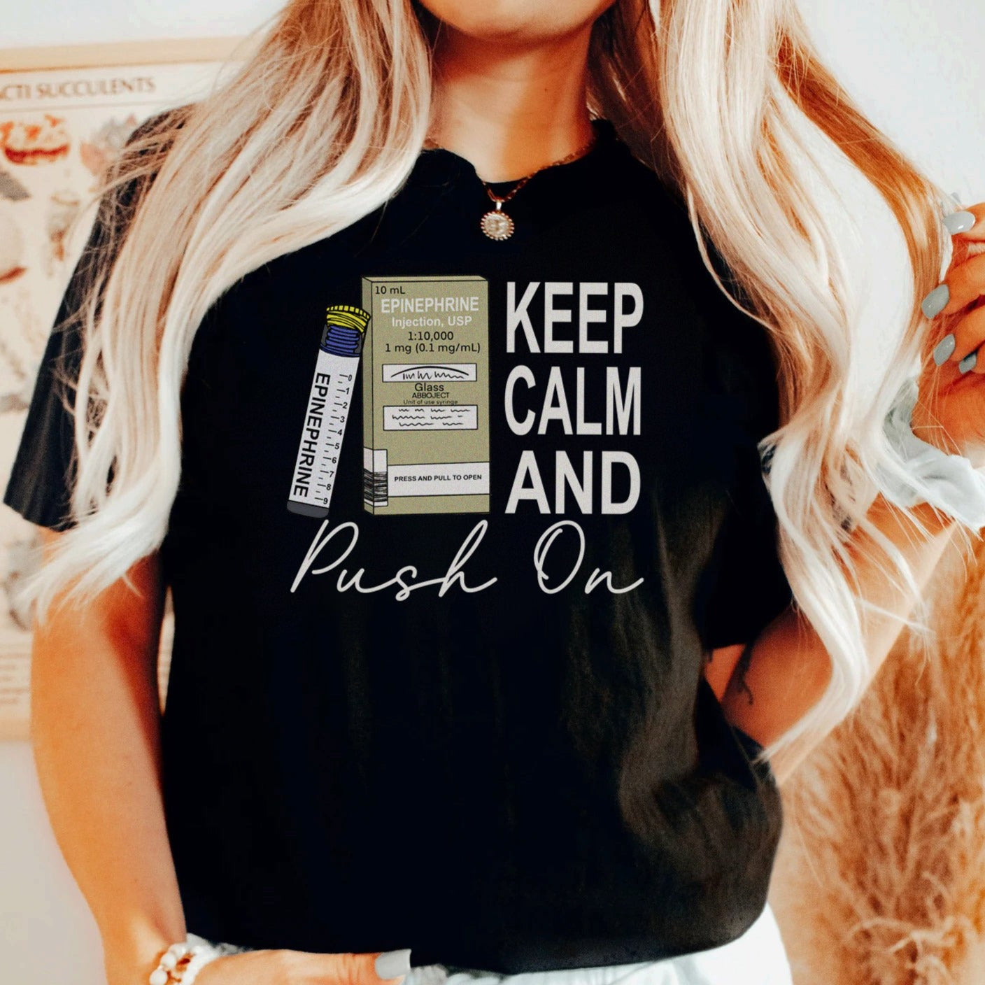 pushonepiblack Keep Calm and Push On Epi T-Shirt - Image 2