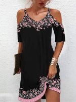 Unique Floral Print Strap Mini Dress - Image 2