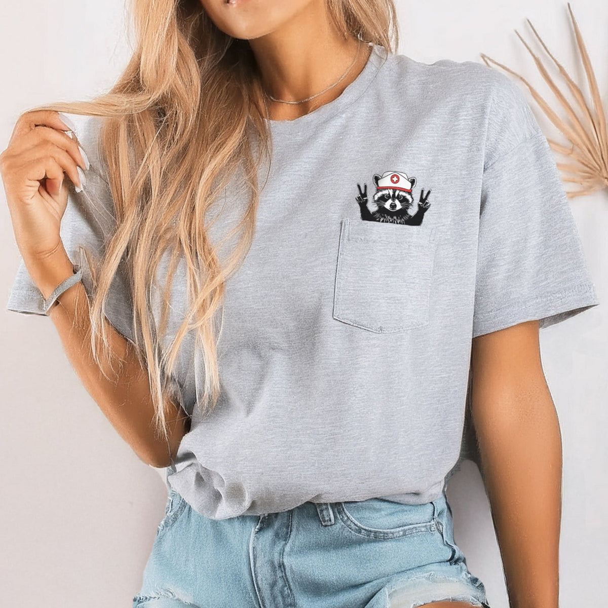 raccoonnursepocketshirt Raccoon Nurse Pocket T-Shirt - Image 3