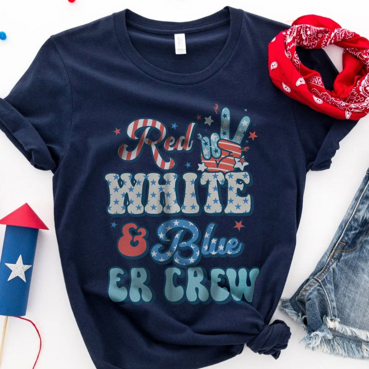 redwhiteblueercrewnavy Red, White & Blue ER Crew T-Shirt - Image 1