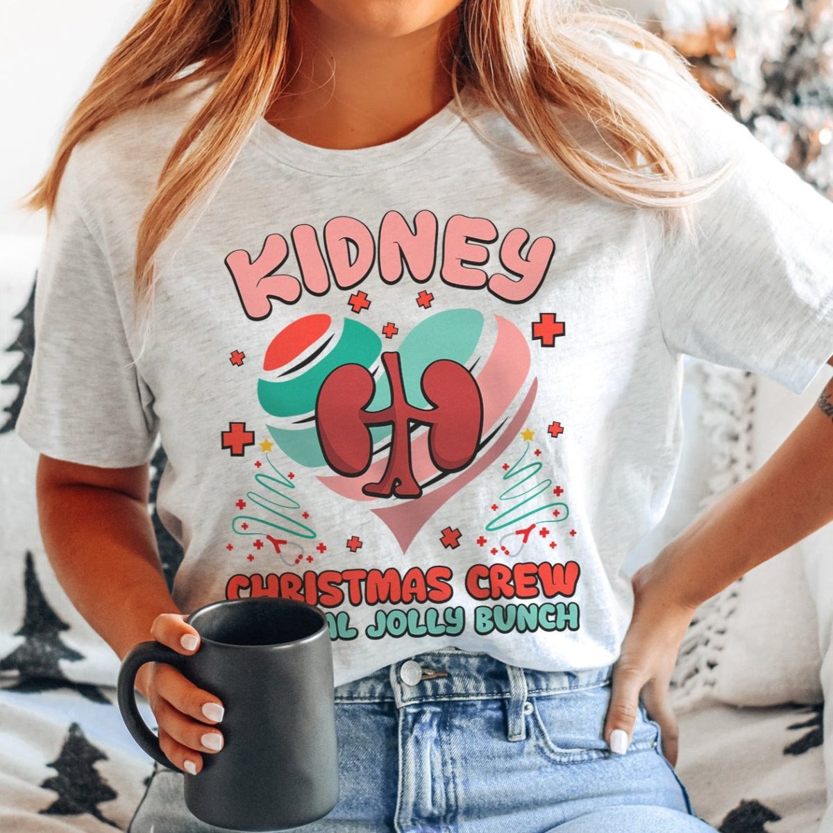 Kidney Christmas Crew T-Shirt - Image 4