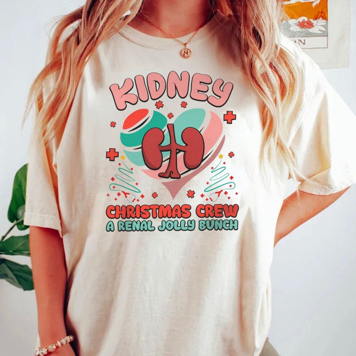 Kidney Christmas Crew T-Shirt - Image 8