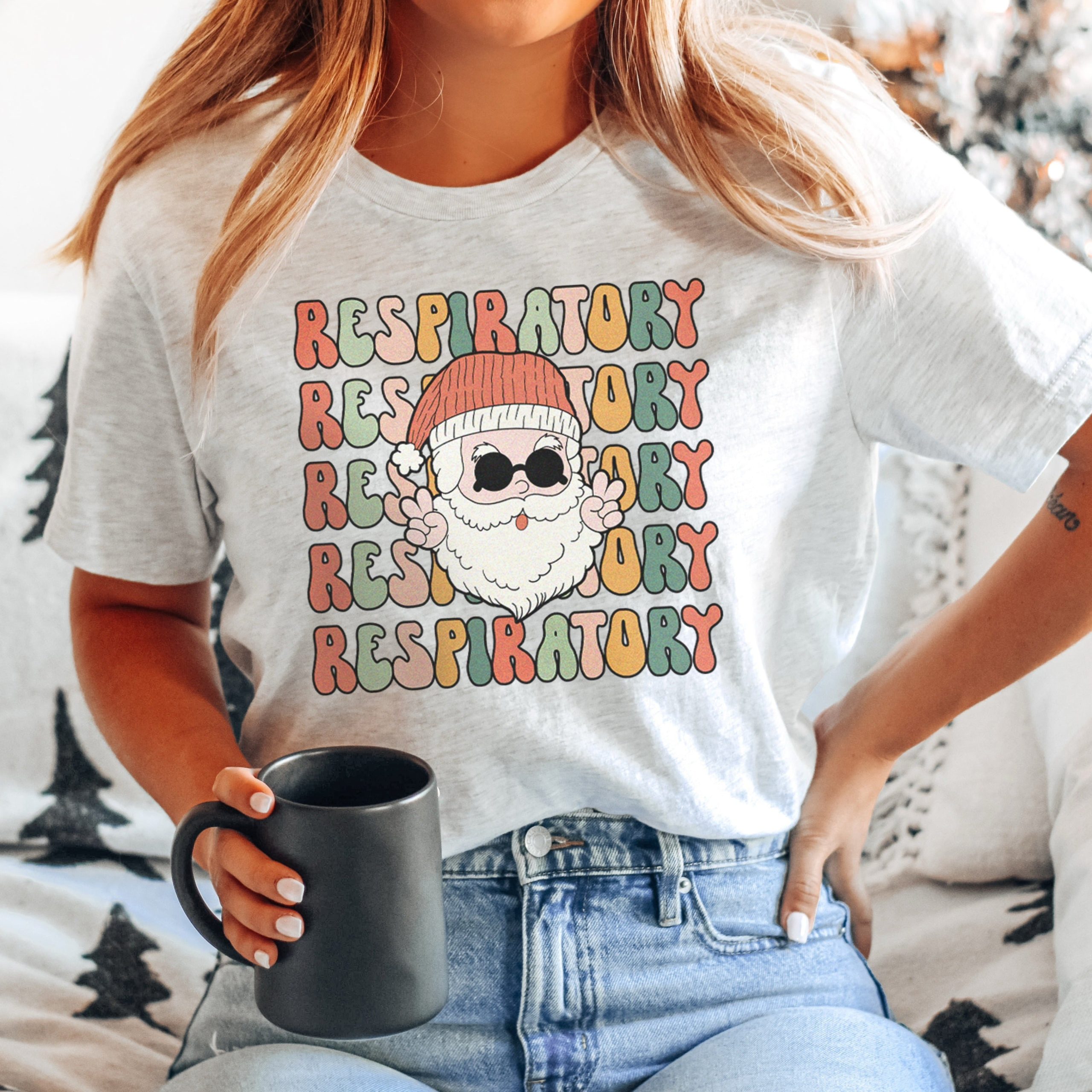 respiratoryretroxmasash Retro Respiratory Therapist Christmas T-Shirt - Image 7