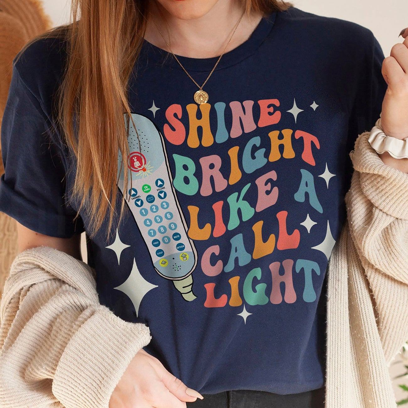 retroshinelikeacalllightcolors Retro Shine Bright Like a Call Light T-Shirt - Image 4