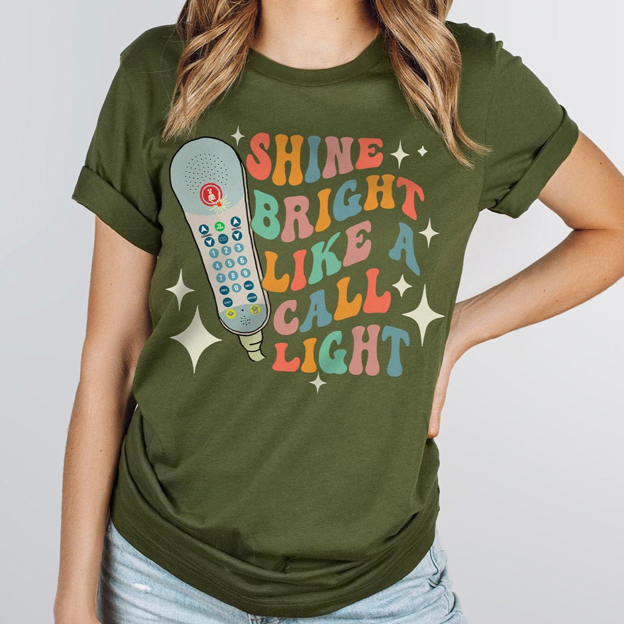 retroshinelikeacalllightcolors_c8d80035-842a-4d2f-8fff-51b3f19d2bef Retro Shine Bright Like a Call Light T-Shirt - Image 6