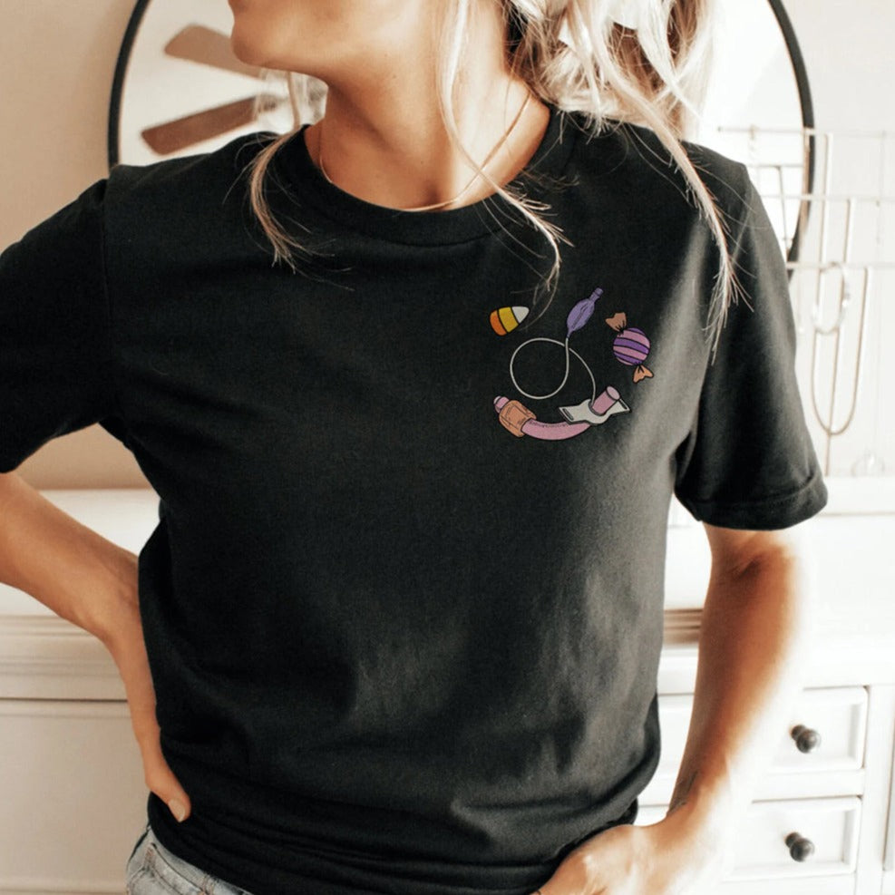 retrotrachortreatblackfront Retro Trach or Treat (Back Design) T-Shirt - Image 3