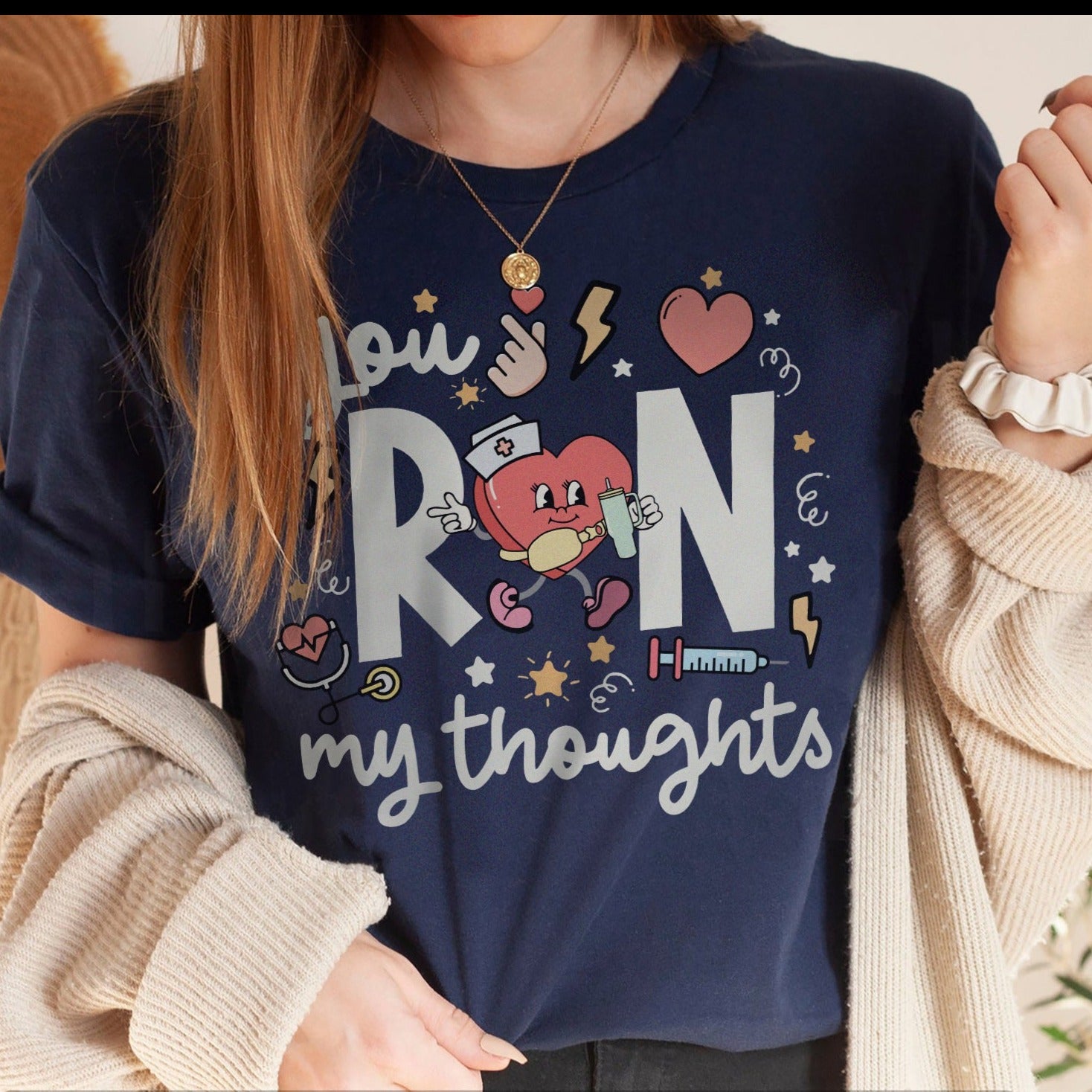rnmythoughtsnavy You RN My Thoughts T-Shirt - Image 9