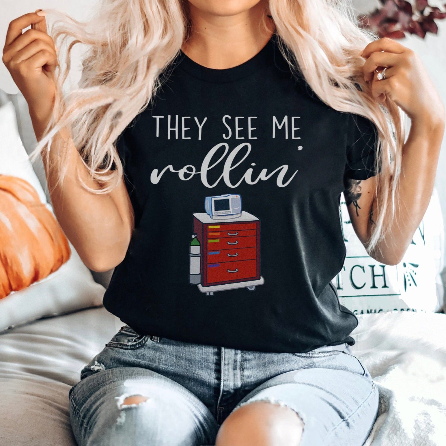 rollin2black They See me Rollin Crash Cart T-Shirt - Image 1