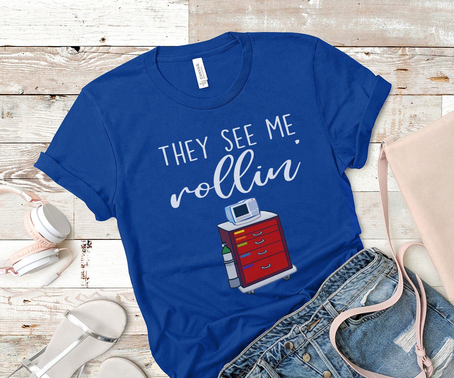 rollinroyal They See me Rollin Crash Cart T-Shirt - Image 6