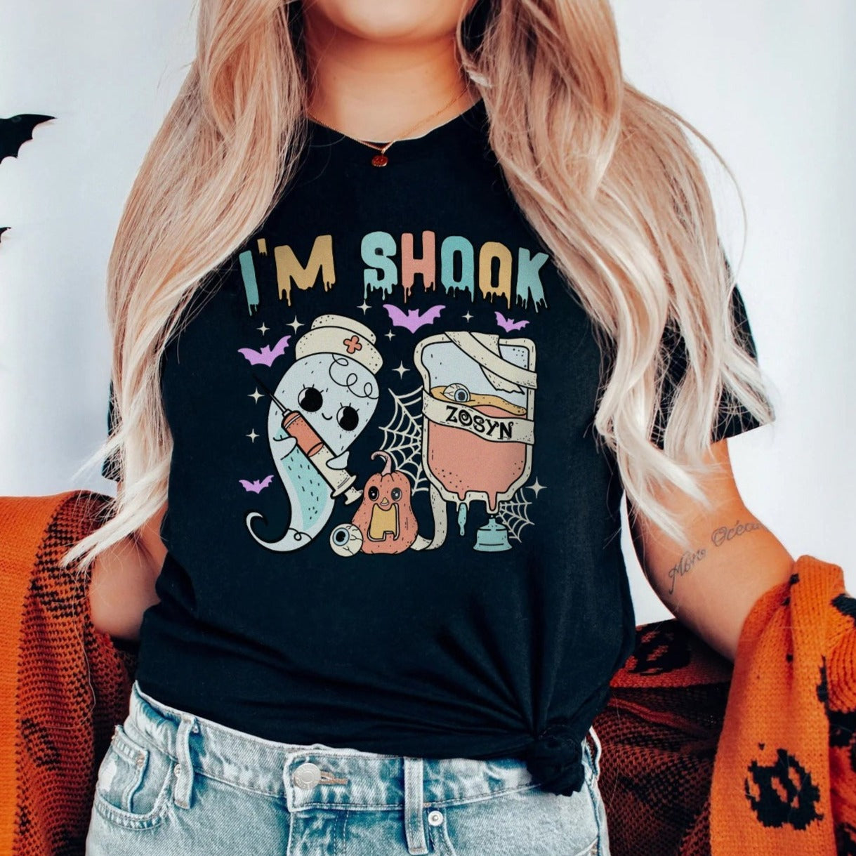 shookzosynblack I'm Shook Ghost & Zosyn T-Shirt - Image 2