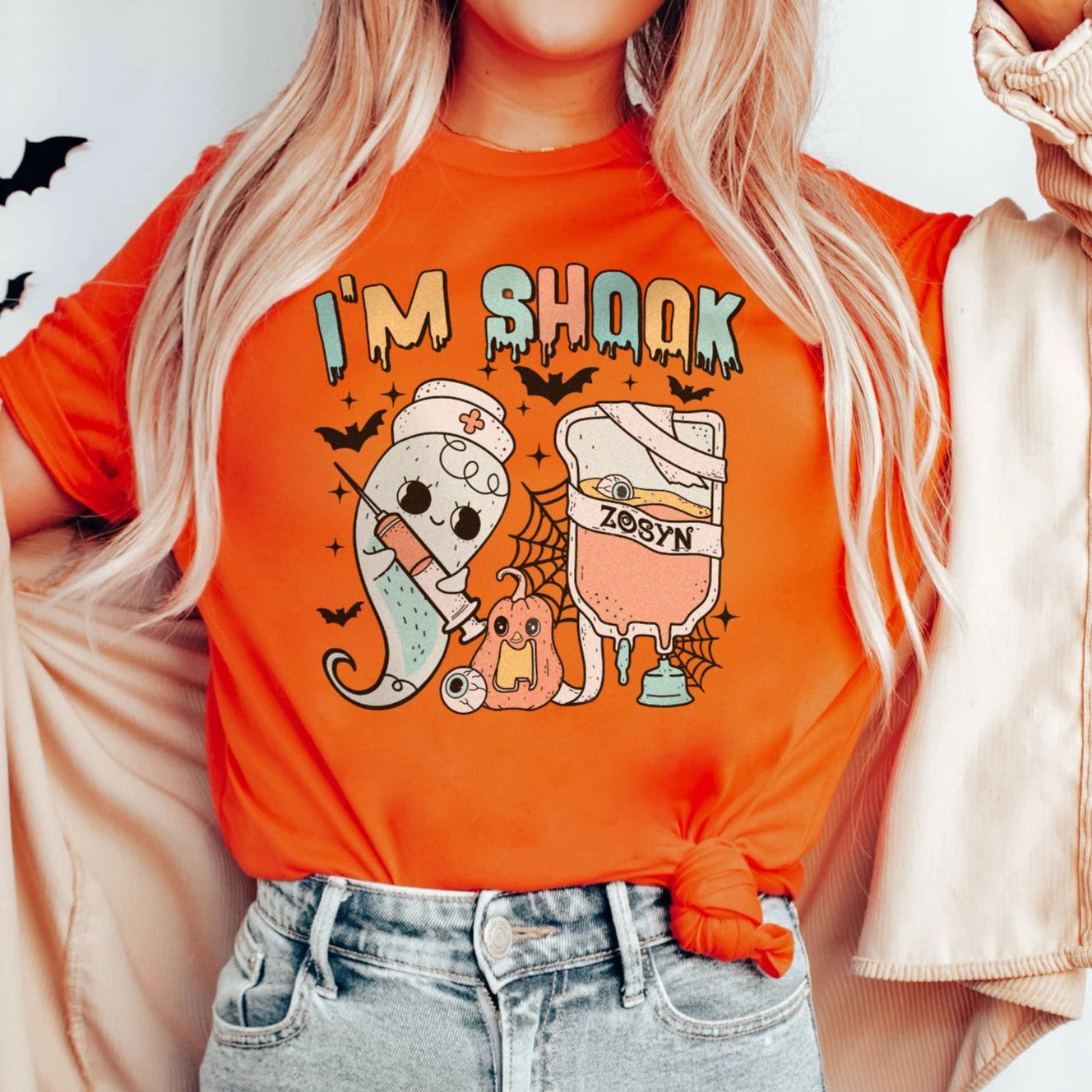 shookzosynorange I'm Shook Ghost & Zosyn T-Shirt - Image 6