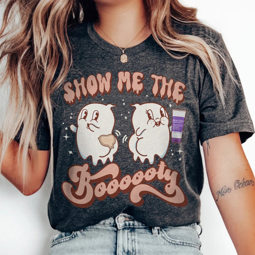showmethebooootydarkgray Show Me the Boooty T-Shirt - Image 4